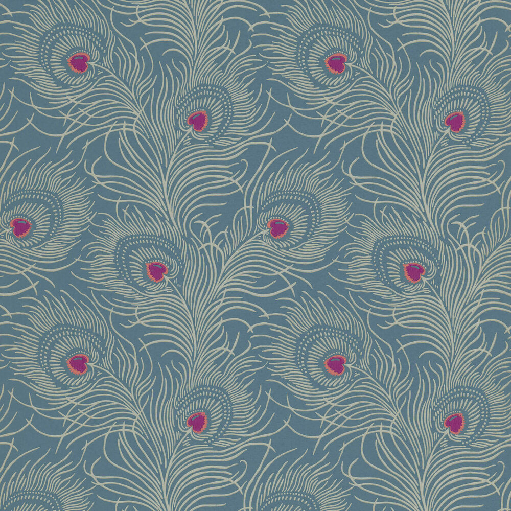 Little Greene Carlton House Terrace Behang Blue Plume
