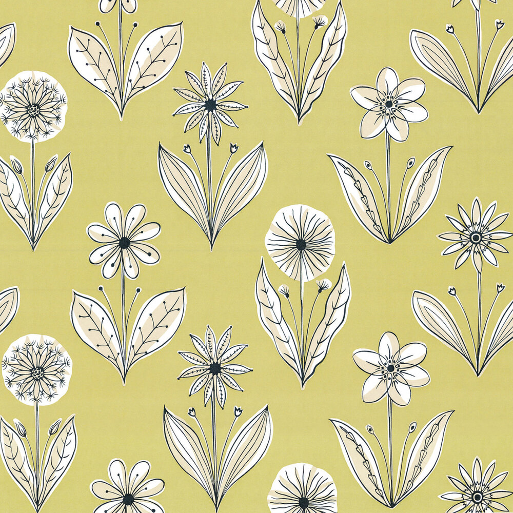 Behang Little Greene Florette Acid green 20th Century Papers Collectie Luxury By Nature sfeer