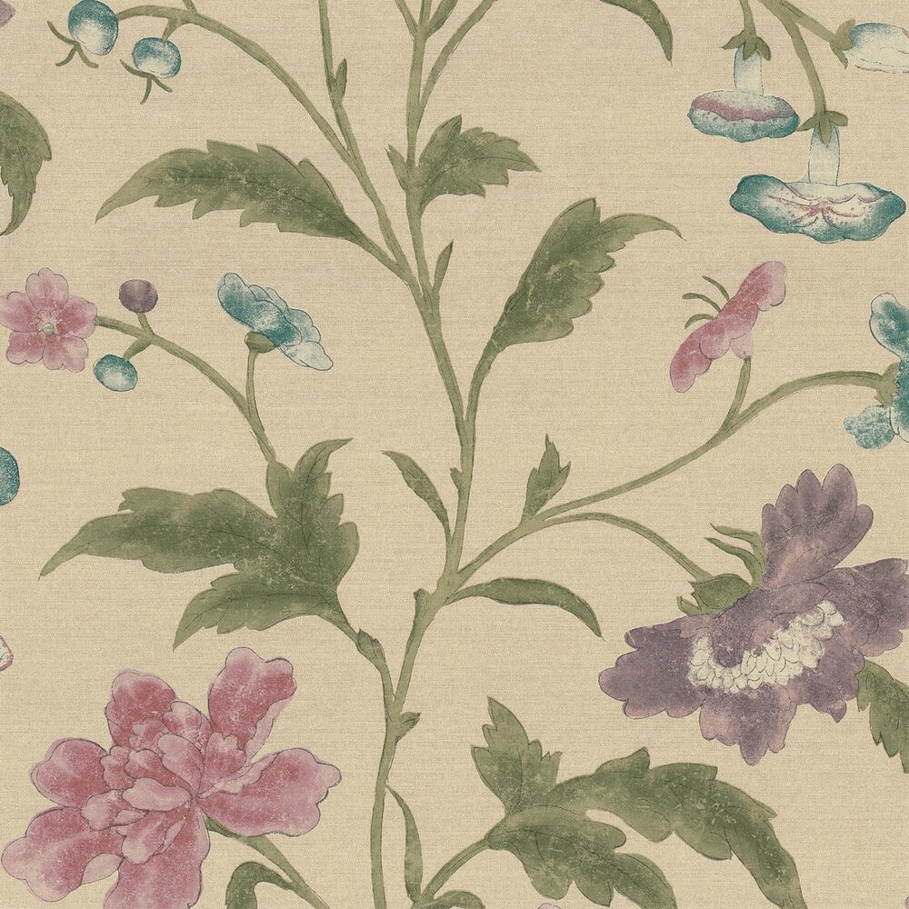 Behang Little Greene China Rose Sage - Archive Trails Collectie Luxury By Nature