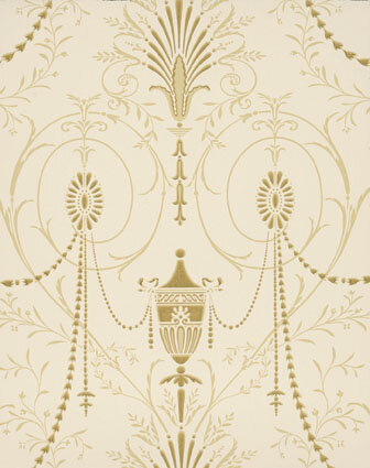 Little Greene behang, London Wallpapers 2, Marlborough, goud, wit, 0273MAJEWEL,