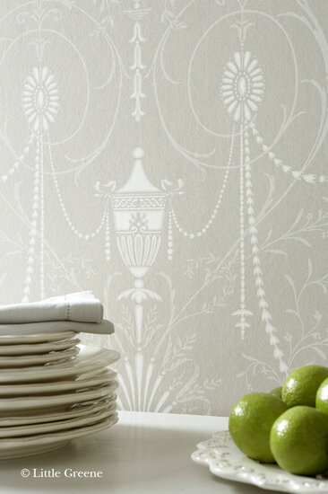Little Greene behang, London Wallpapers 2, Marlborough, goud, wit, 0273MAJEWEL, lbn