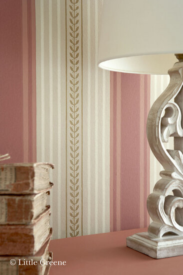 Little Greene behang, London Wallpapers 2, behang,Maddox street, groen, wit, streep, 0273MSMEDI, lbn