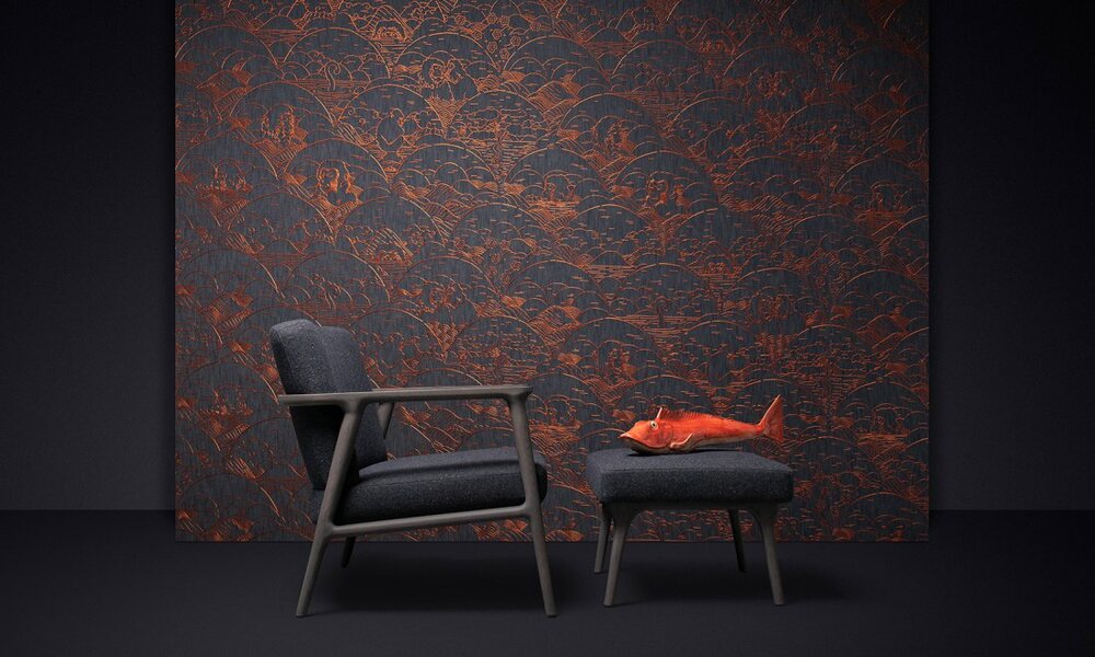 Moooi Indigo Macaque muurbekleding arte luxury by nature