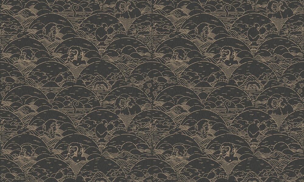 Indigo Macaque behang arte jeans apen MO3001