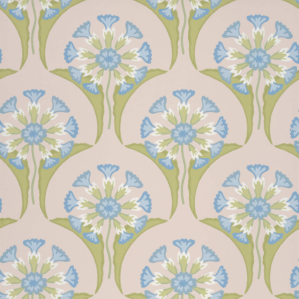 Little Greene Hencroft Behang National Trust Papers&nbsp;Blue Primula