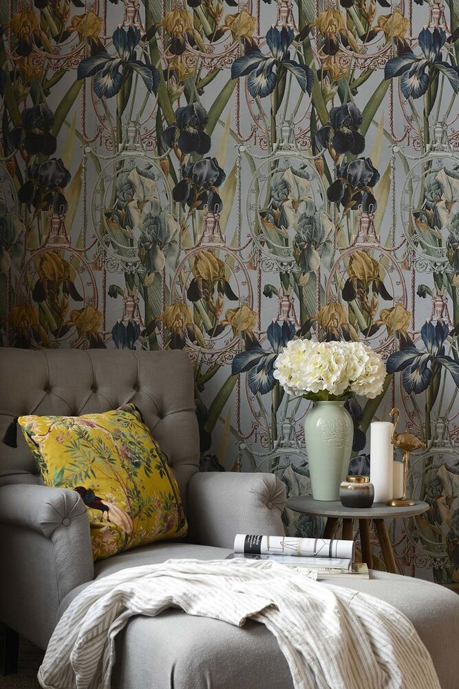 Mind the Gap Fleurs D&#039;iris Aquamarine behang