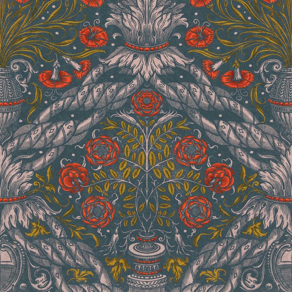 Mind the Gap Floral Ornament Scarlet Behang