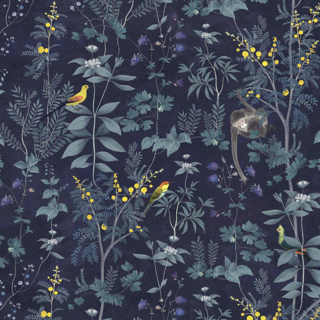 Les Dominotiers Wild Story behang Midnight DOM 307-1 2 wild-story-midnight