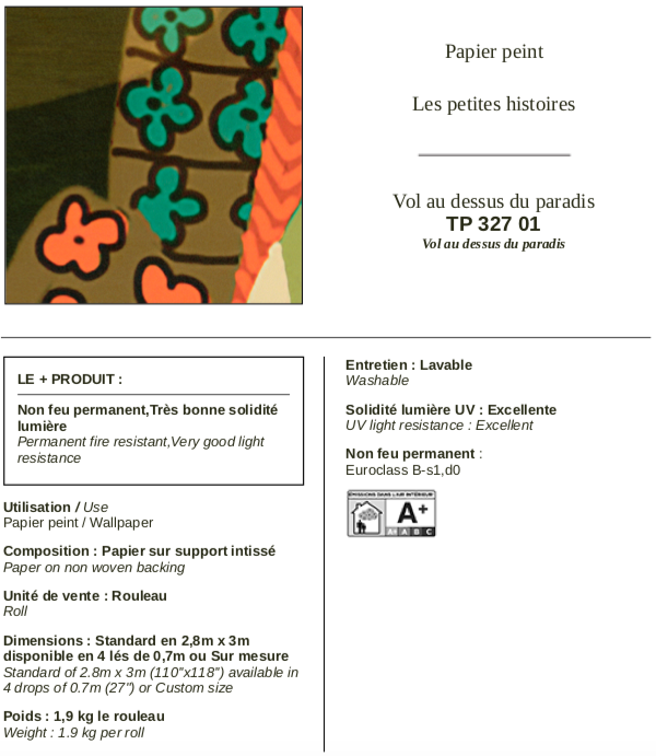 ELITIS Vol au Dessus du Paradis 01 Paneelbehang (TP_327_01)
