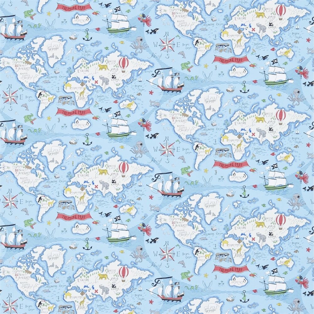 behang little sanderson Treasure Map blauw