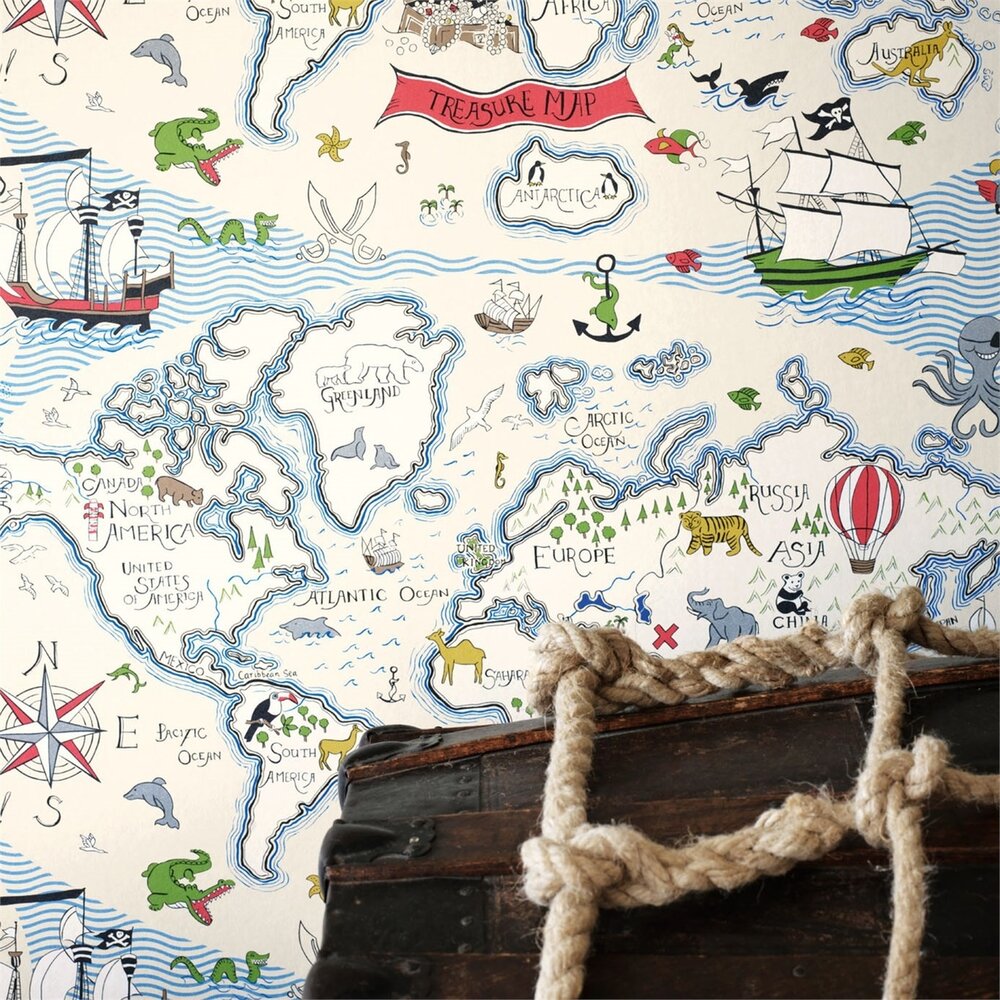 behang little sanderson Treasure Map sfeer detail