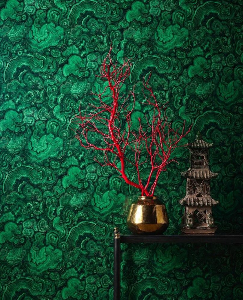 Jim thompson malachite behang sfeer jim thompson tony duquette