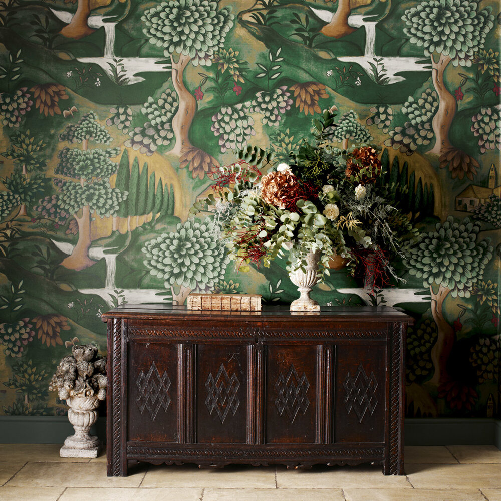 zoffany verdure tapestry green 310431 behang sfeer 2