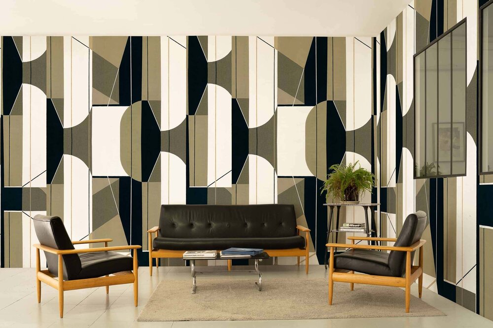 Coordonne Pythagoras Khaki  Behang - Linnen A00340S