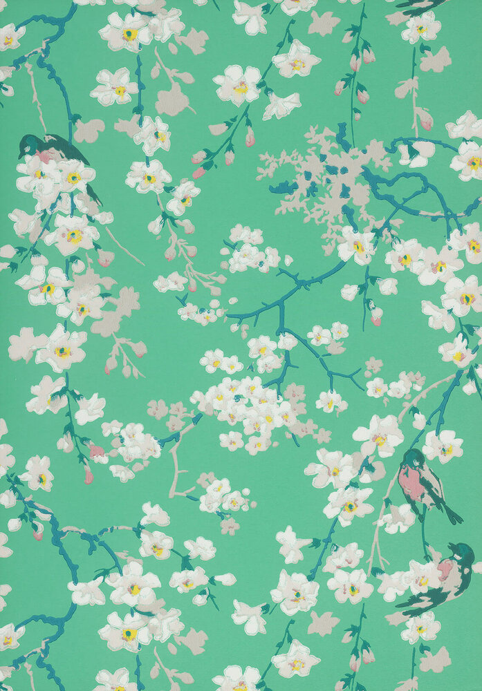 Little Greene Massingberd Blossom Verditer Behang 