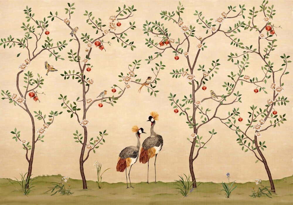 coordonne crowned-crane-behang nacre