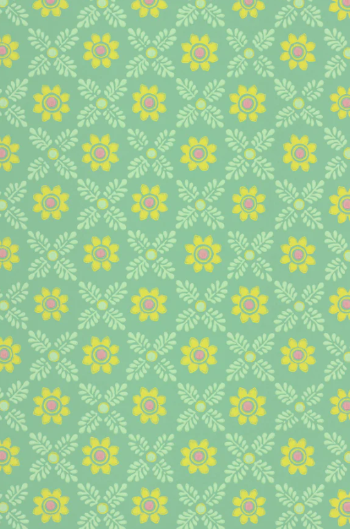 Little Greene Ditsy Block Behang Green Verditer