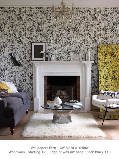 Little Greene Fern Behang - Off Black