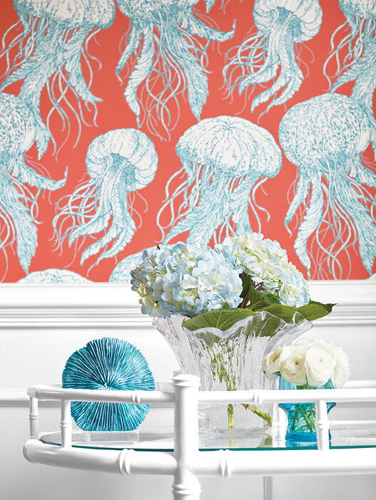 jelly fish behang thibaut summer house sfeer