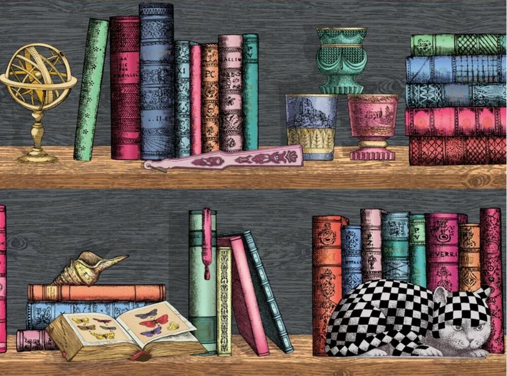 Fornasetti Libreria behang boeken boekenplank Senza tempo behangcollectie