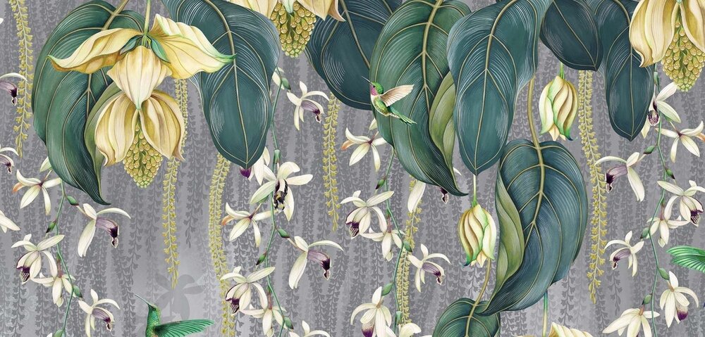 Osborne and Little Trailing Orchid behang w7334-02 close up 2