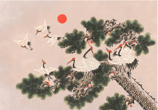 Coordonne Ukiyo behang 7900072 kraanvogels chinoiserie
