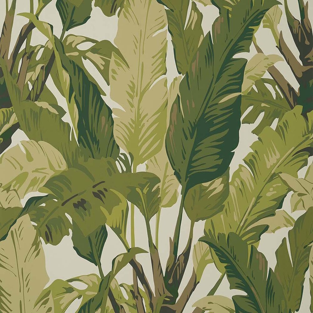 Thibaut Travelers Palm behang T10131 Sage ecru groen Tropics collectie