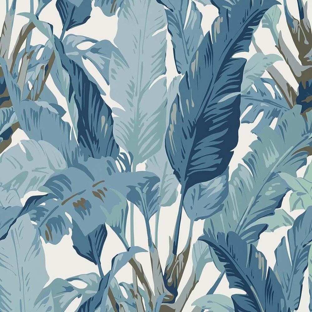 Thibaut Travelers Palm behang T10128 spa blue  Tropics collectie