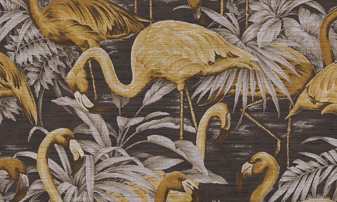Medisch Reiziger Biscuit ARTE Flamingo Behang Goud - Avalon Collectie 31540 - Luxury By Nature