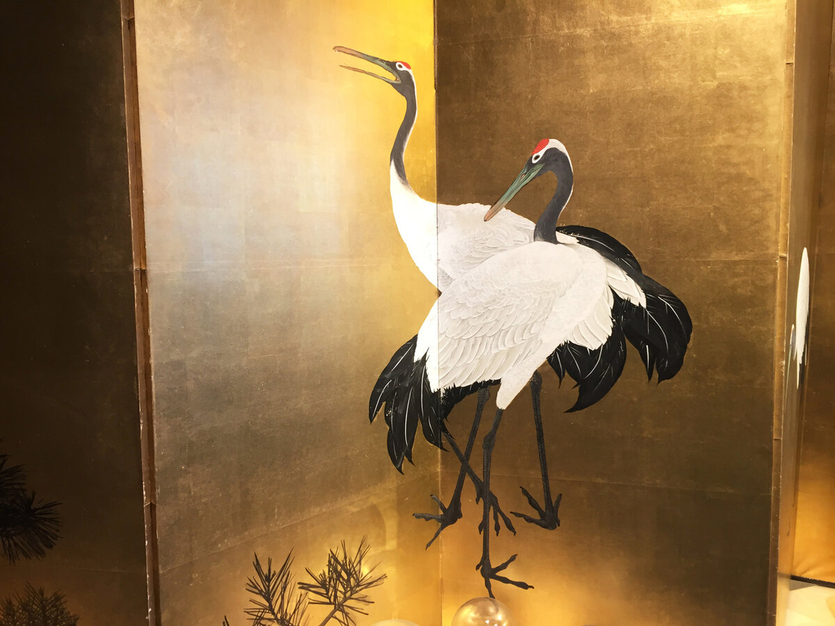 Achternaam Keuze Moet Japans Antiek Kamerscherm Goud Kraanvogels - Luxury By Nature