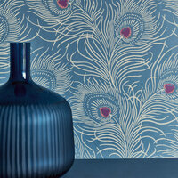 Little Greene Carlton House Terrace Behang Blue Plume