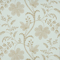 Little Greene behang, London Wallpapers 2, Bedford Square, goud, blauw, bloem, streep, 0273BELARIM,