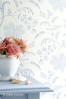 Little Greene behang, London Wallpapers 2, Bedford Square, wit, bruin, bloem, streep, 0273BEECRUZ, luxury by nature