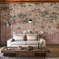 coordonne garzas rose behang mural sfeer