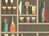 Fornasetti Cocktails behang papier Senza Tempo Cole and Son flessen kast cocktails