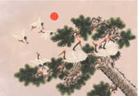 Coordonne Ukiyo behang 7900072 kraanvogels chinoiserie