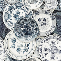 Mind the Gap Delftware Behang Delftsblauwe borden behang WP20188