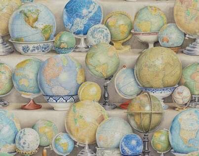 Pierre Frey Wereldbol Behang Mondes Les Dessins 2&nbsp;FP434001