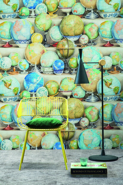 Pierre Frey Wereldbol Behang Mondes Les Dessins 2&nbsp;FP434001