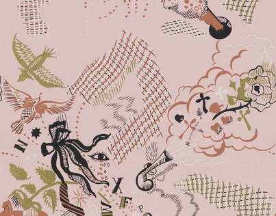 Pierre Frey Champagne Behang Les Dessins 2&nbsp; FP426001