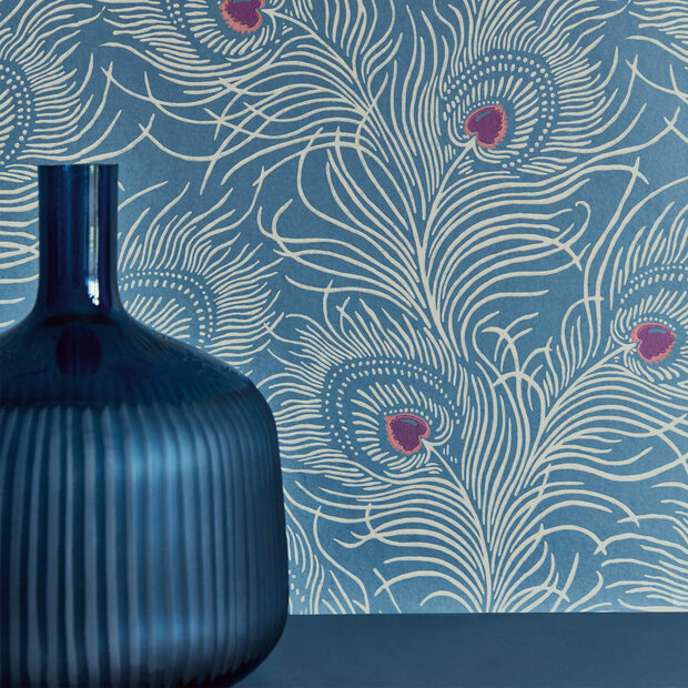 Little Greene Carlton House Terrace Behang Blue Plume