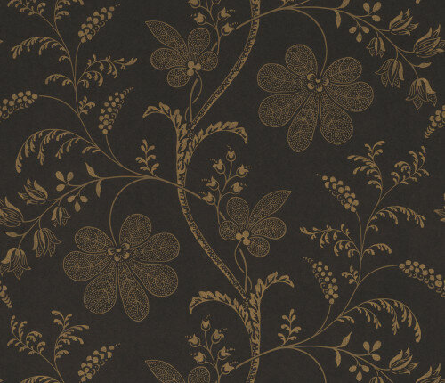 Little Greene Bedford Square Behang Ebony gold Wallpapers V 