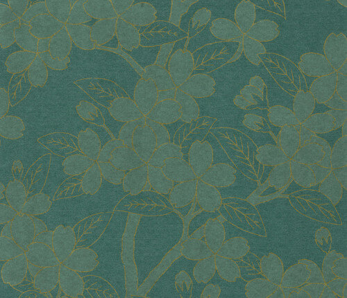 Behang Little Greene Camellia Teal 20th Century Papers Collectie Luxury By Nature