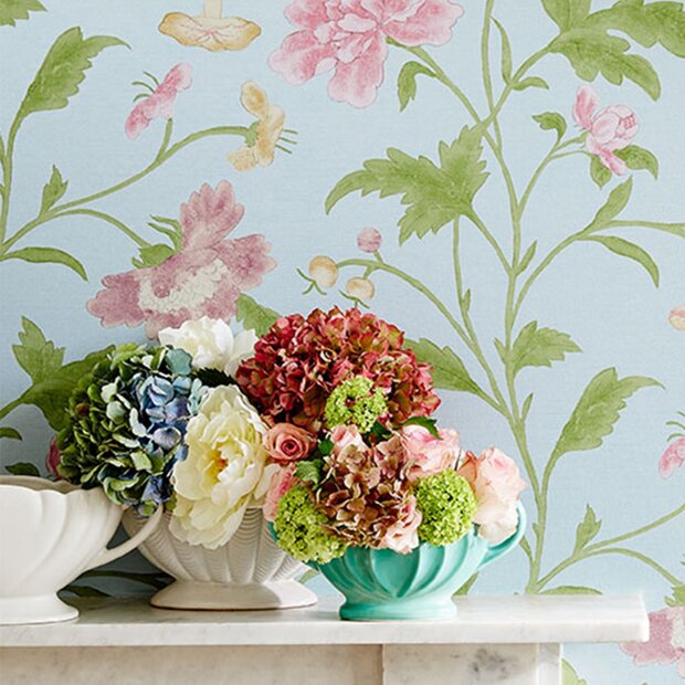 Behang Little Greene China Rose French Grey - Archive Trails Collectie Luxury By Nature