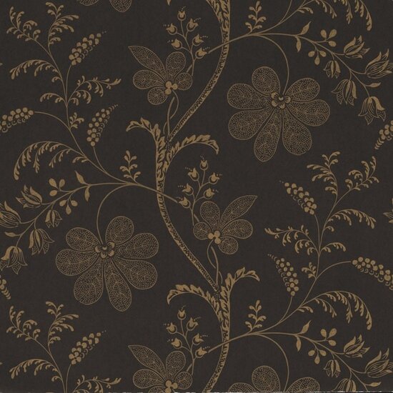 Little Greene behang, London Wallpapers 2, Bedford Square, goud, blauw, bloem, streep, 0273BEEBONY,