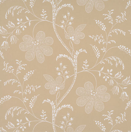 Little Greene behang, London Wallpapers 2, Bedford Square, wit, bruin, bloem, streep, 0273BEECRUZ,