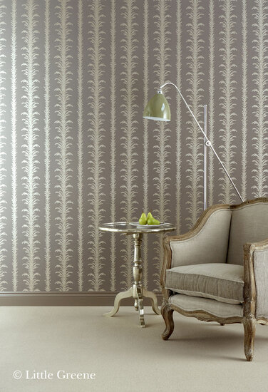 Little Greene behang, London Wallpapers 2, lauderdale, grijs, wit, 0273LACHATE, luxury by nature