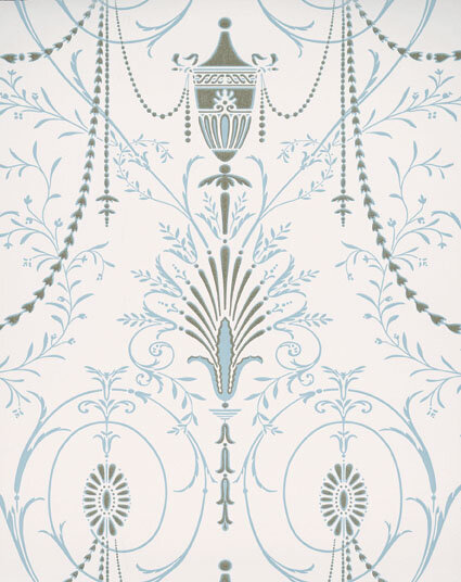 Little Greene behang, London Wallpapers 2, Marlborough, blauw,goud, wit, 0273MACRYST,