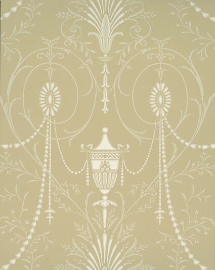 Little Greene behang, London Wallpapers 2, Marlborough, beige, wit, 0273MACHAMP,
