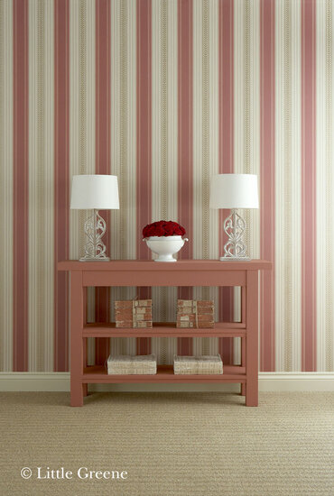 Little Greene behang, London Wallpapers 2, behang,Maddox street, groen, wit, streep, 0273MSMEDI, luxury by nature